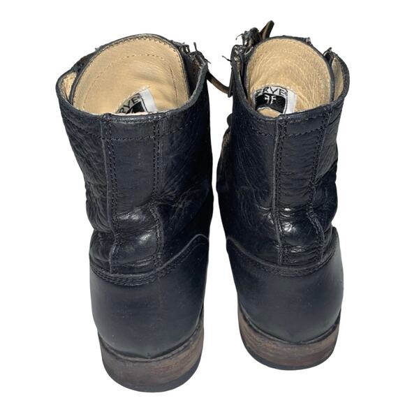 FRYE Tyler Double Zip Leather Combat Moto Laced Ankle Boots   Size: 6.5 B - Picture 6 of 8